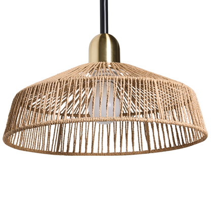 Handmade Wall Lamp With Natural Paper Rope Lampshade And Black Metal Base For Living Room Or Bedroom