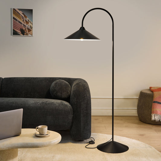 Arched Floor Lamp Black Metal Shade and Base