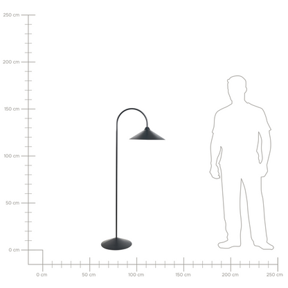Arched Floor Lamp Black Metal Shade and Base