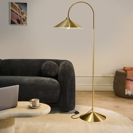 Arched Floor Lamp Gold Metal Shade And Base Modern