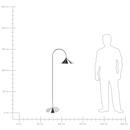 Floor Lamp Silver Metal Shade And Base Arched Modern Design For Living Room And Bedroom