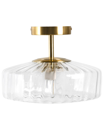 Modern Glam Ceiling Lamp Transparent Glass Shade Gold Base