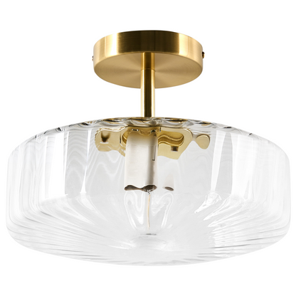 Modern Glam Ceiling Lamp Transparent Glass Shade Gold Base