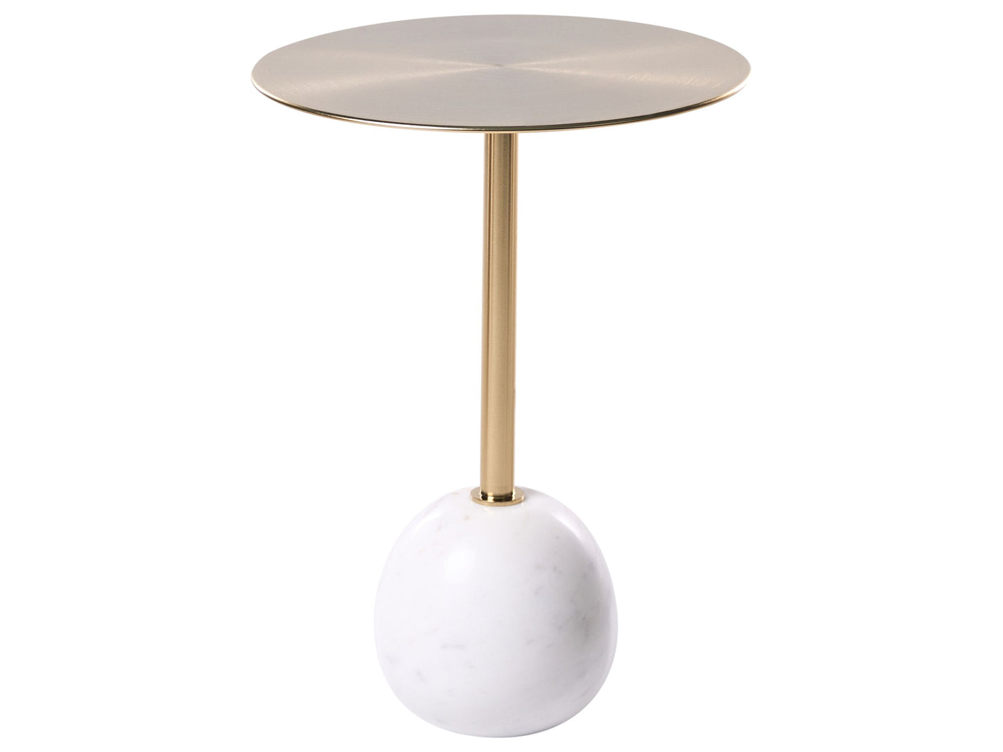 Side Table Gold Metal Top With White Marble Base Round Glam Living Room Accent