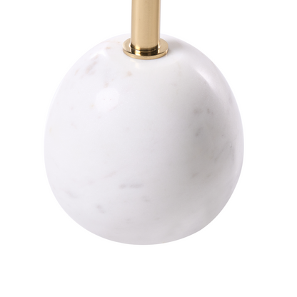 Side Table Gold Metal Top With White Marble Base Round Glam Living Room Accent