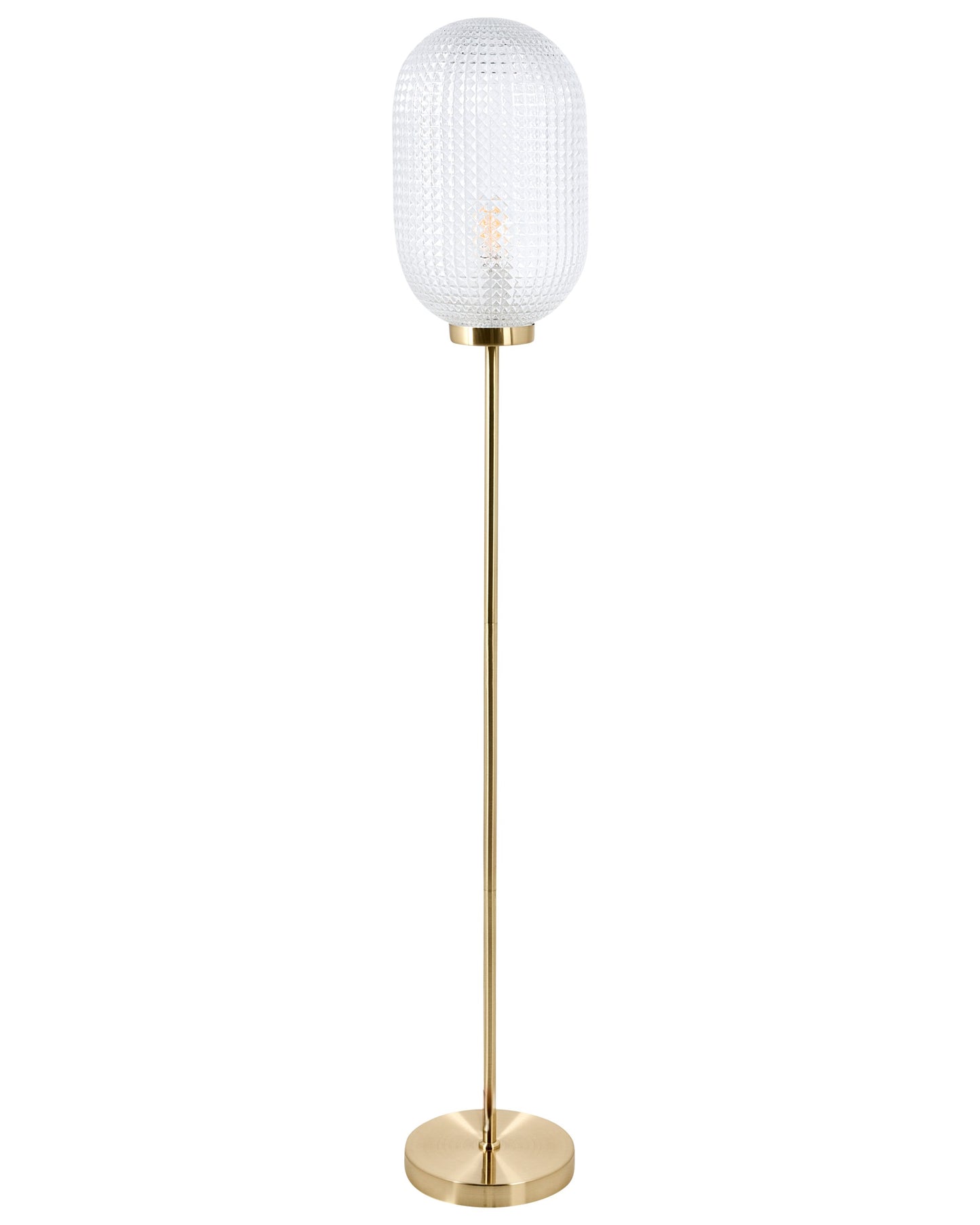 Floor Lamp Gold Metal Base Glass Shade Modern Elegance