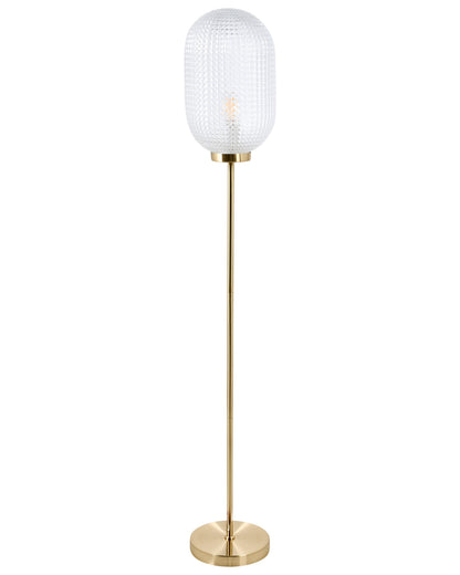 Floor Lamp Gold Metal Base Glass Shade Modern Elegance