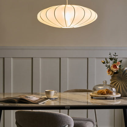 Hanging Pendant Lamp Off White Nylon Shade Modern Design