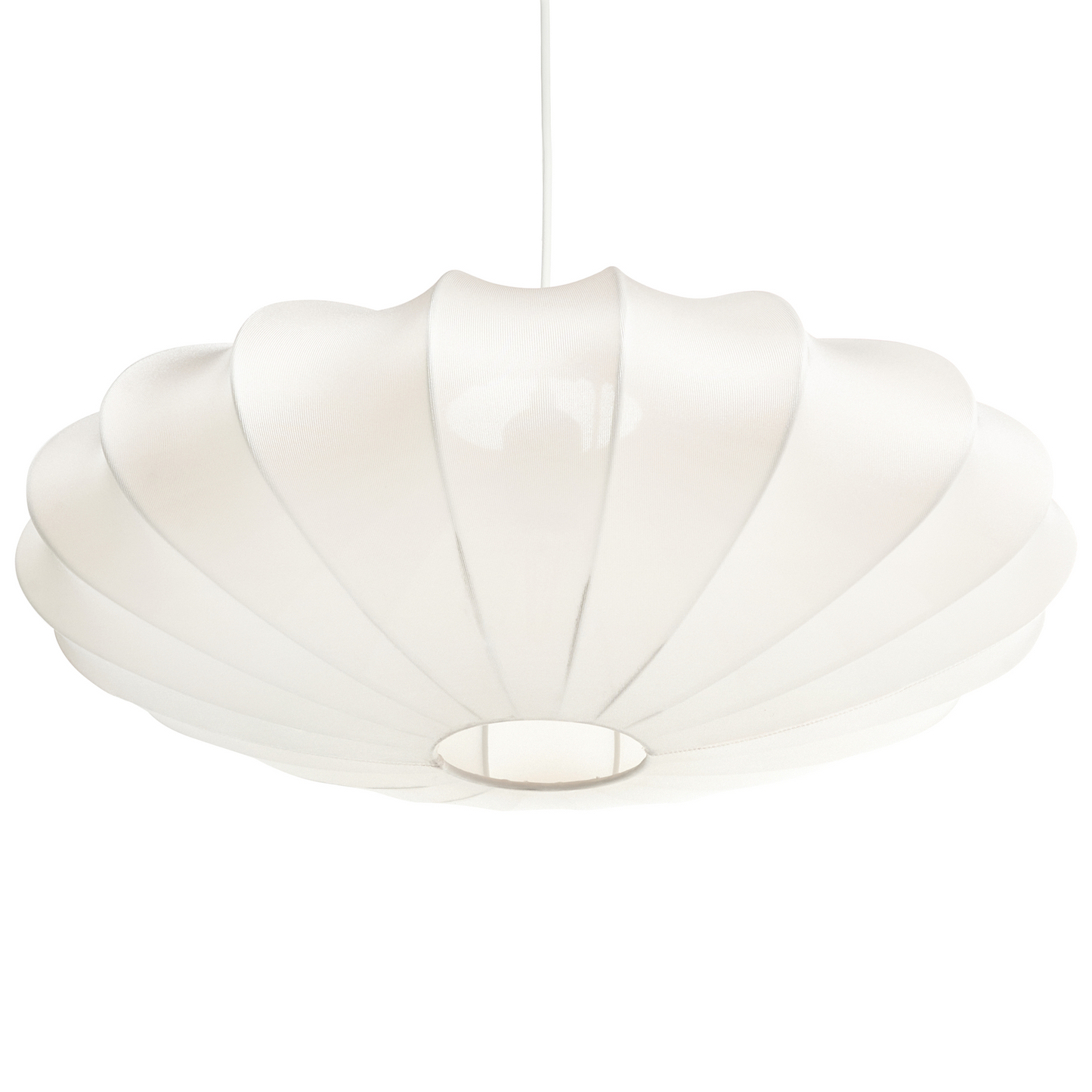 Hanging Pendant Lamp Off White Nylon Shade Modern Design