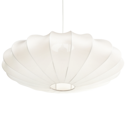 Hanging Pendant Lamp Off White Nylon Shade Modern Design