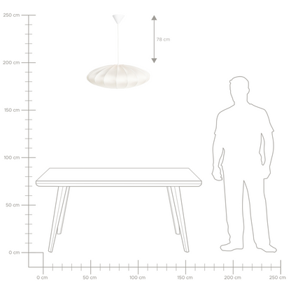 Hanging Pendant Lamp Off White Nylon Shade Modern Design