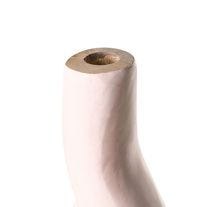 Decorative Mango Wood Vase Beige and Black Narrow Neck Handmade