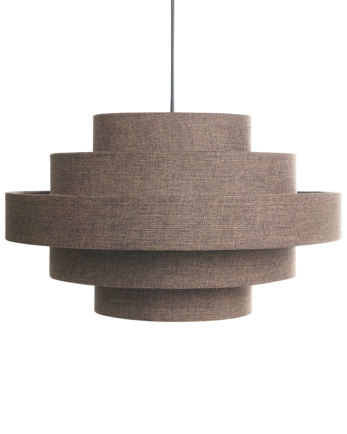 Pendant Lamp Brown Linen Shade Modern Design For Living Room
