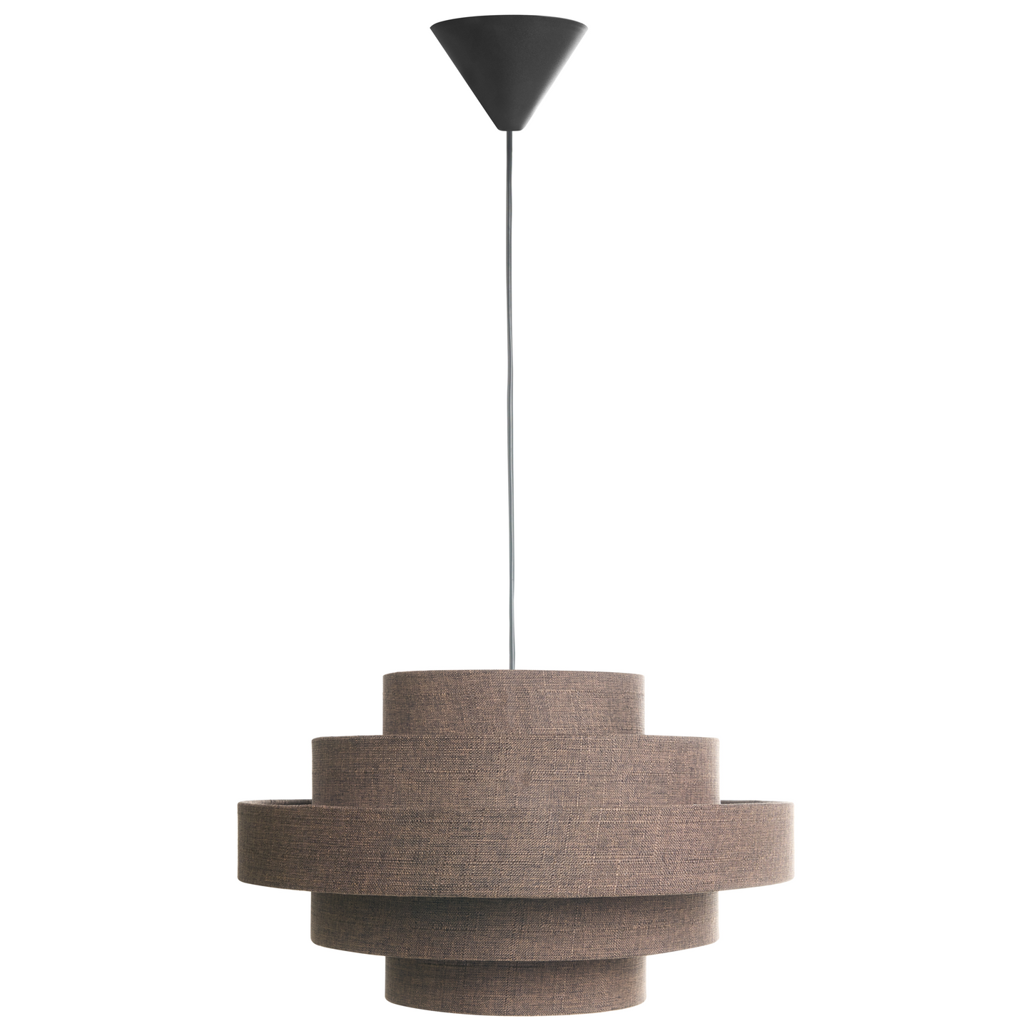 Pendant Lamp Brown Linen Shade Modern Design For Living Room