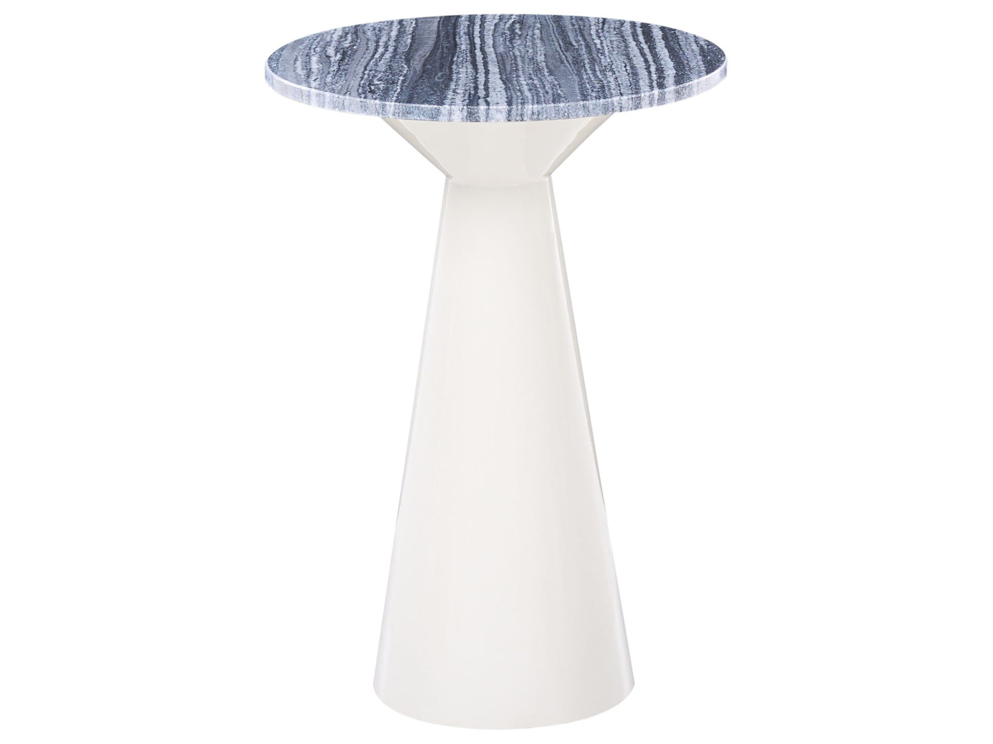 Side Table White Marble Top Round Powder Coated Grey Base