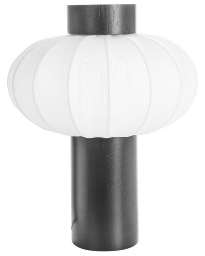 Table Lamp Black Metal Nylon Shade Rubberwood Modern