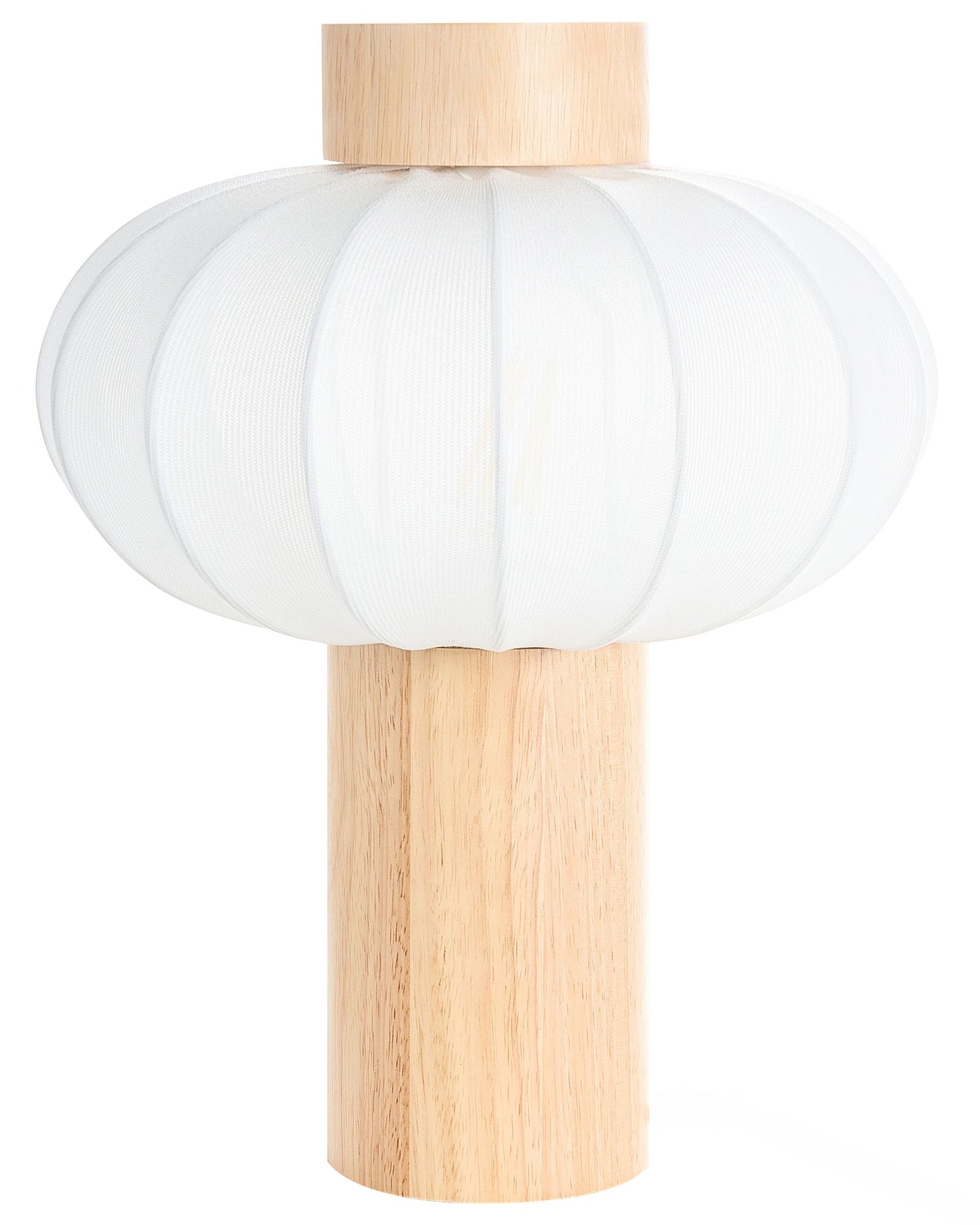 Table Lamp Pumpkin Shade Light Brown Rubberwood