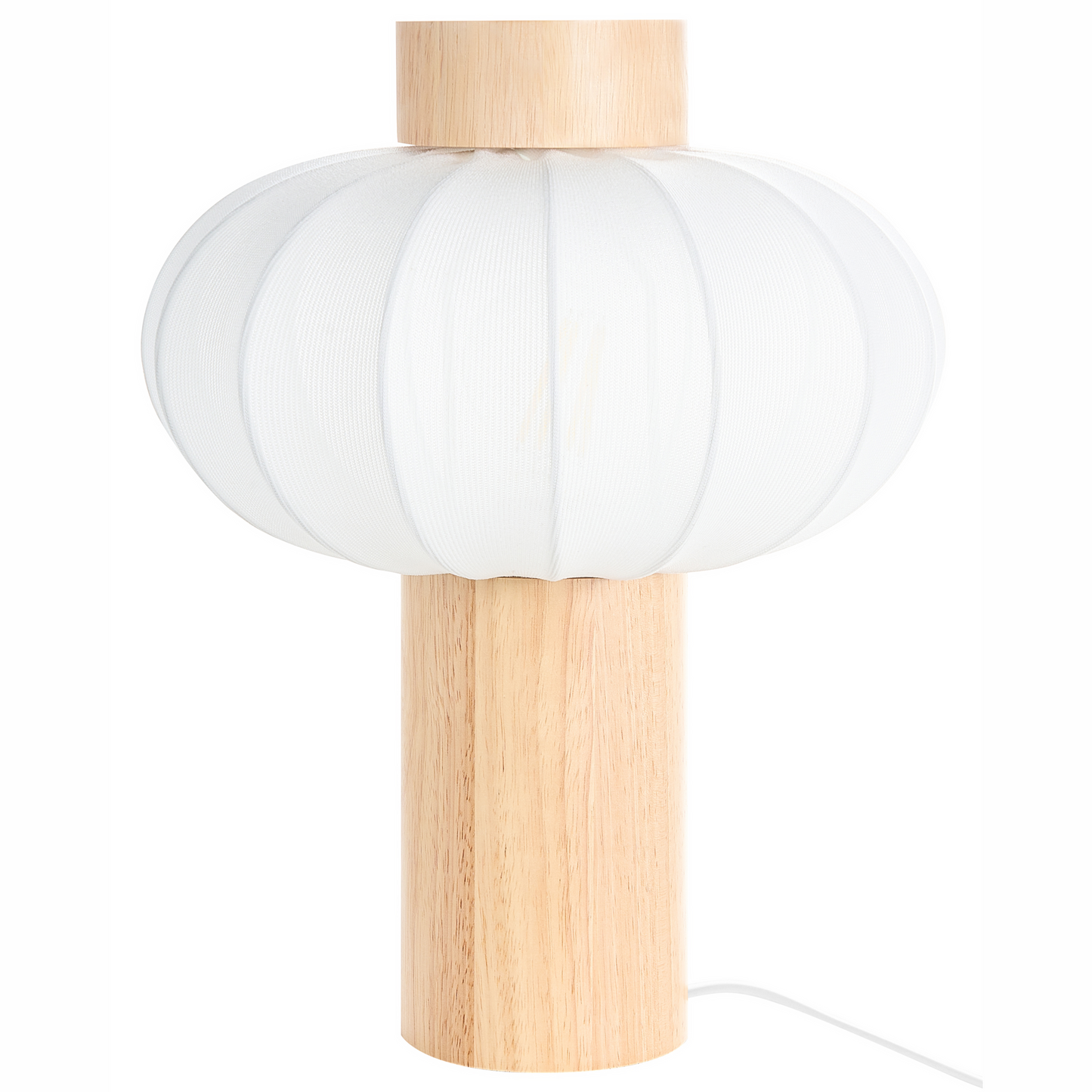 Table Lamp Pumpkin Shade Light Brown Rubberwood
