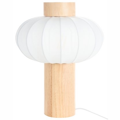 Table Lamp Pumpkin Shade Light Brown Rubberwood