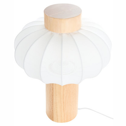 Table Lamp Pumpkin Shade Light Brown Rubberwood
