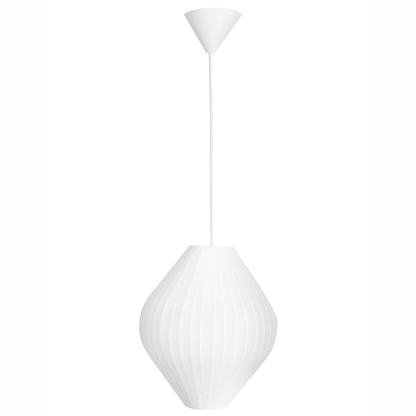 Pendant Lamp White Ribbed Fabric Shade Diffused Soft Living Room Light