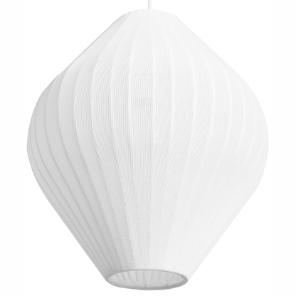 Pendant Lamp White Ribbed Fabric Shade Diffused Soft Living Room Light