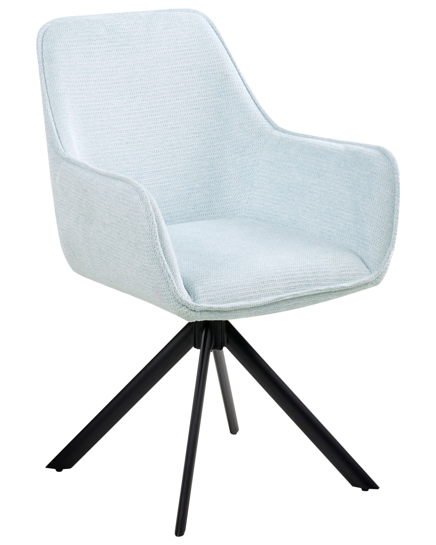 Swivel Dining Chair Light Blue Fabric Upholstered Armrest