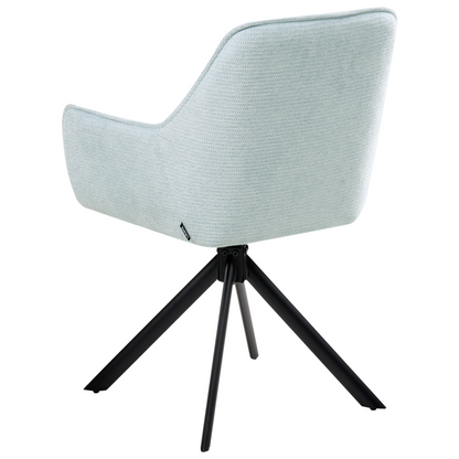 Swivel Dining Chair Light Blue Fabric Upholstered Armrest