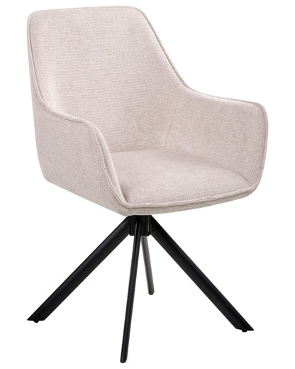 Swivel Dining Chair Light Beige Fabric With Armrests
