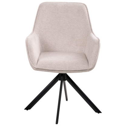 Swivel Dining Chair Light Beige Fabric With Armrests