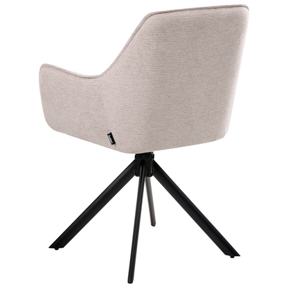 Swivel Dining Chair Light Beige Fabric With Armrests
