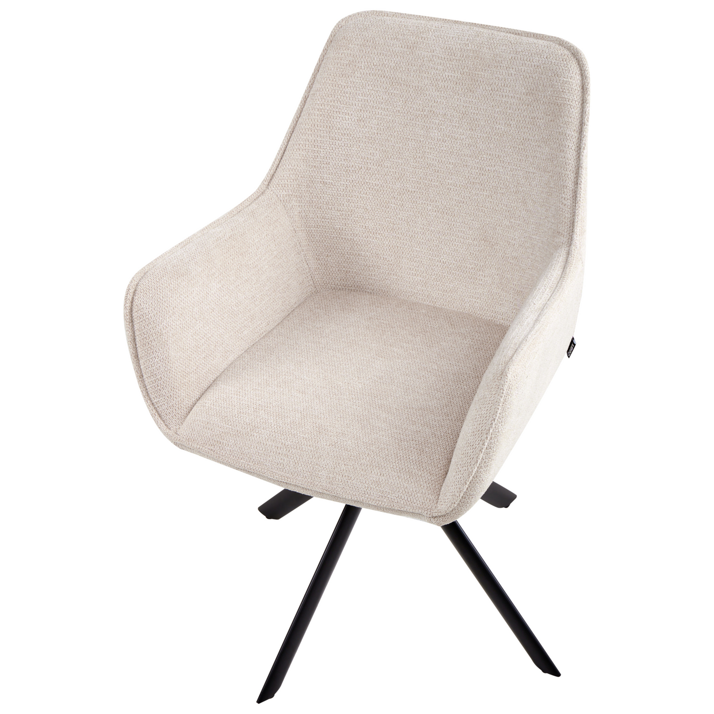 Swivel Dining Chair Light Beige Fabric With Armrests