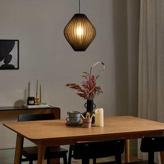 Pendant Lamp Black Fabric Shade Modern Living Room Light