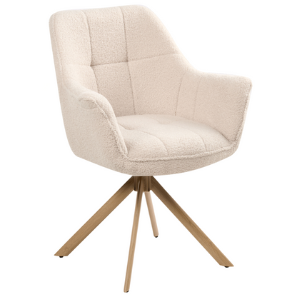 Swivel Dining Chair Light Beige Boucle Teddy
