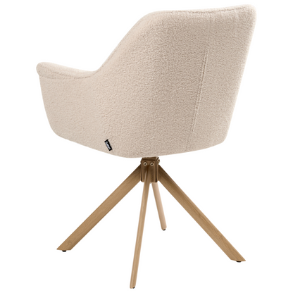 Swivel Dining Chair Light Beige Boucle Teddy