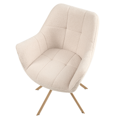 Swivel Dining Chair Light Beige Boucle Teddy
