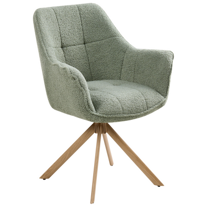 Nordic Nest Swivel Dining Chair Light Green Boucle Upholstered