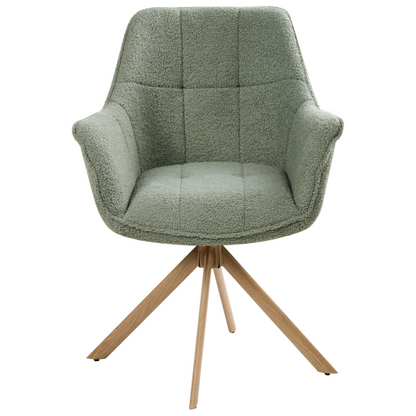Nordic Nest Swivel Dining Chair Light Green Boucle Upholstered