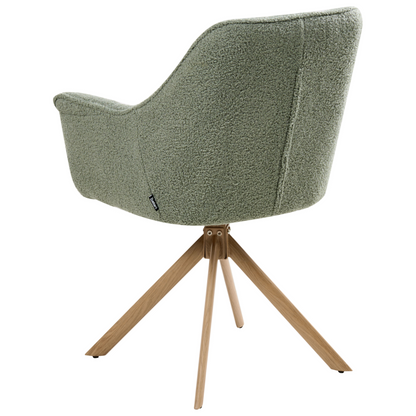 Nordic Nest Swivel Dining Chair Light Green Boucle Upholstered