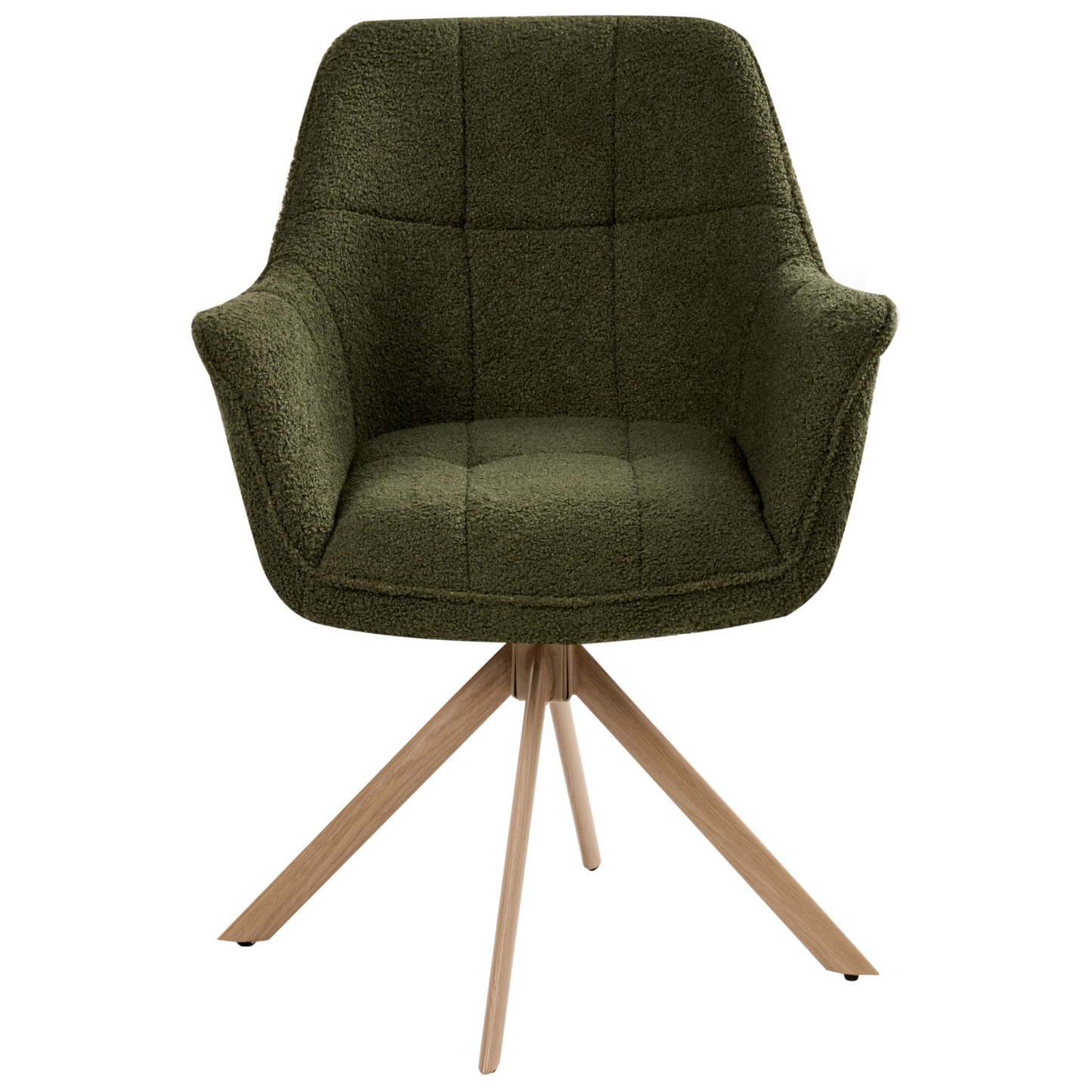 Swivel Dining Chair Green Boucle Teddy Curved Backrest