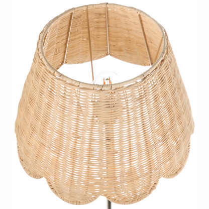 Natural Handmade Floor Lamp Rattan Shade Metal Base