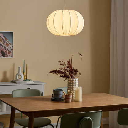 Pendant Lamp White Fabric Shade Modern Living Room Light