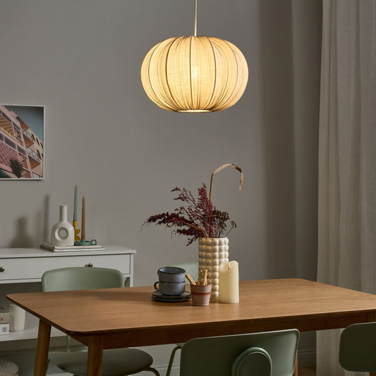 Pendant Lamp Grey Cotton Shade Modern Living Room Light