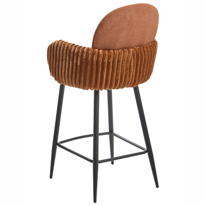 Retro Bar Chairs Set of 2 Brown Velvet Armrests