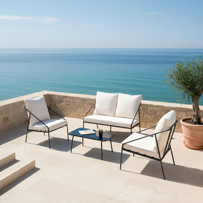 Black Metal Outdoor 4 Seater Set With Removable Covers
