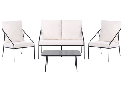 Black Metal Outdoor 4 Seater Set With Removable Covers