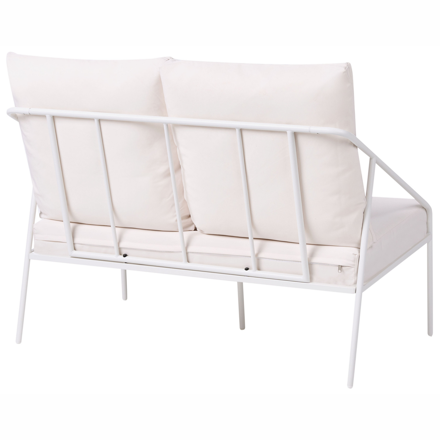 White Metal Garden Set 4 Seater With Removable Cushion Covers And Tempered Glass Table Modern