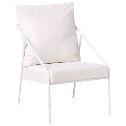 White Metal Garden Set 4 Seater With Removable Cushion Covers And Tempered Glass Table Modern