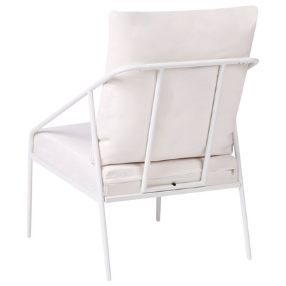 White Metal Garden Set 4 Seater With Removable Cushion Covers And Tempered Glass Table Modern