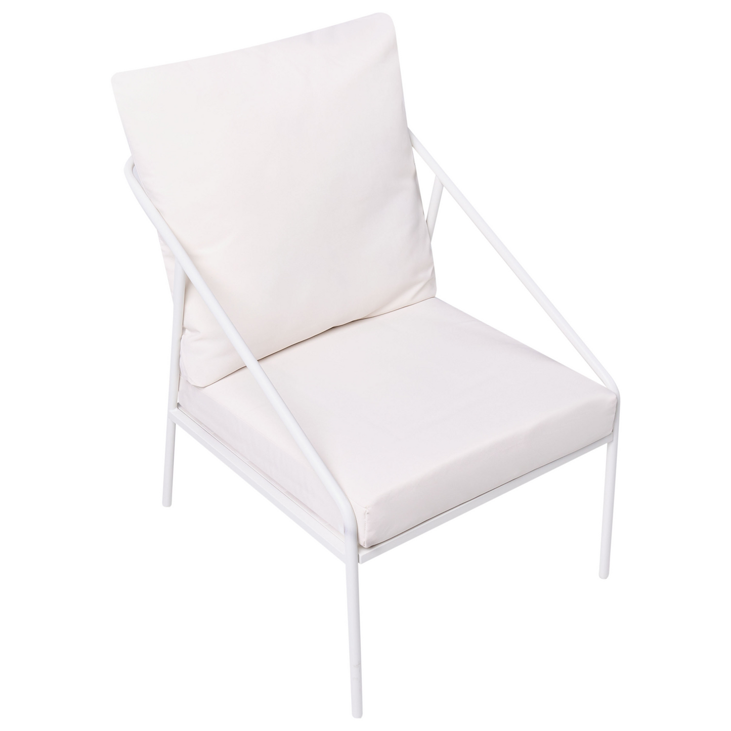 White Metal Garden Set 4 Seater With Removable Cushion Covers And Tempered Glass Table Modern